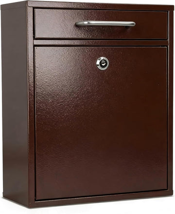 Steel Key Lock Mail Boxes Outdoor, Locking Wall Mount Mailbox, Security Lock Drop Box