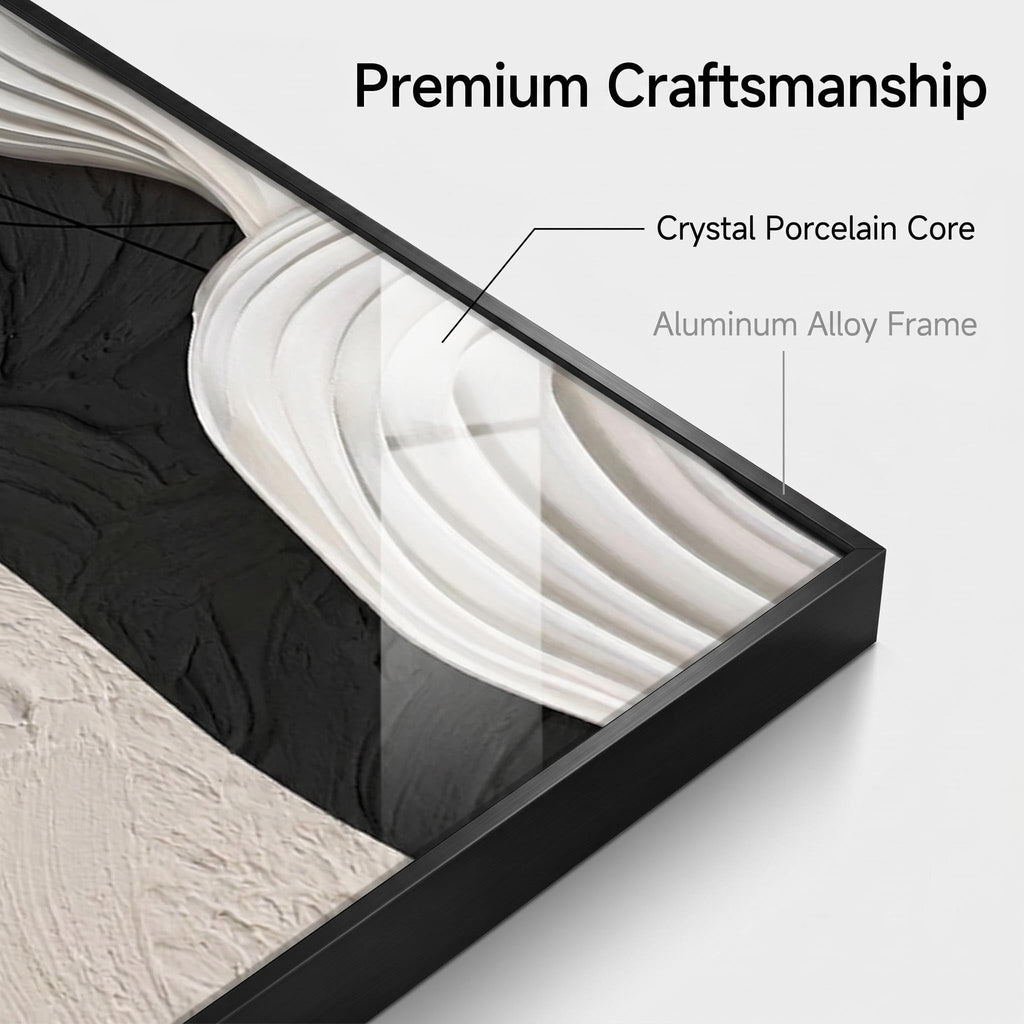 2Pcs Vertical Framed Crystal Porcelain Abstract Wave Wall Decor