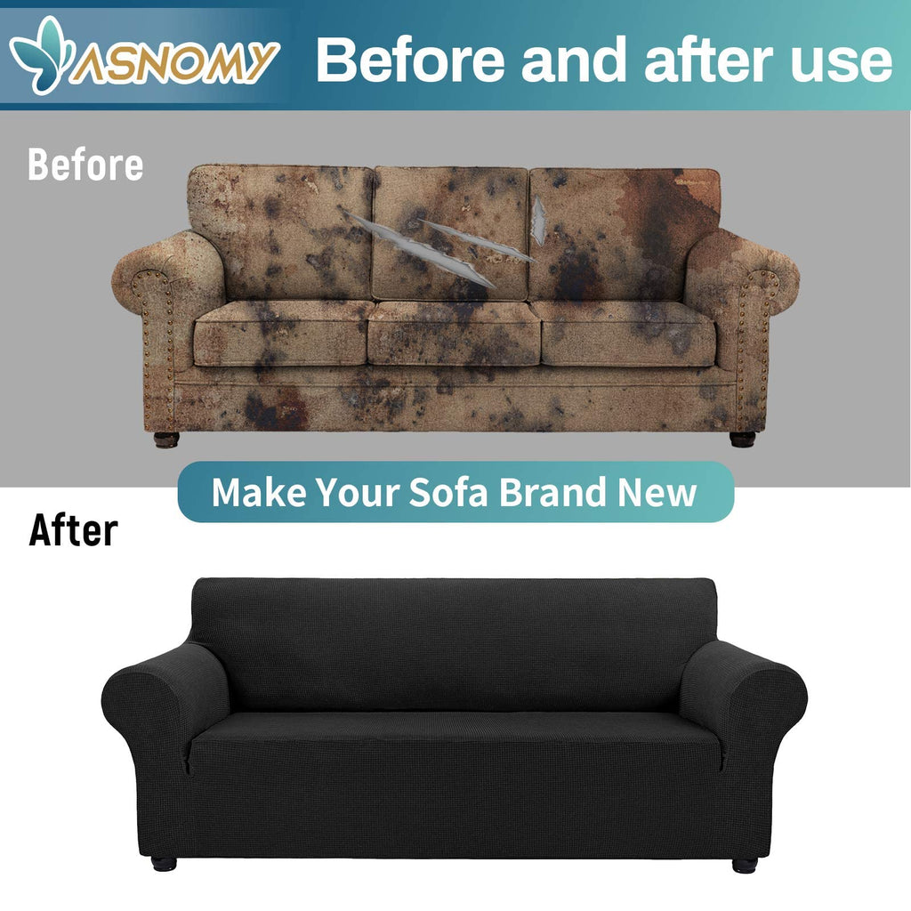 Stretch Couch Covers for Sofa Washable, 3 Cushion Couch, Black