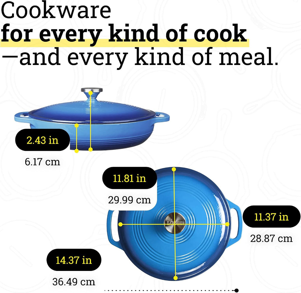Essential Enamel Braiser 3.5 Quart - Refrigerator- & Oven-Safe up to 500° F - Heat-Retaining, Induction-Safe &
