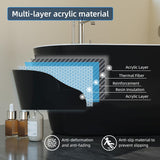 59 Inch Freestanding Bathtub, Acrylic, Deep Soaking Tub with Non-Slip Base, Modern Black Free Standing Tub for