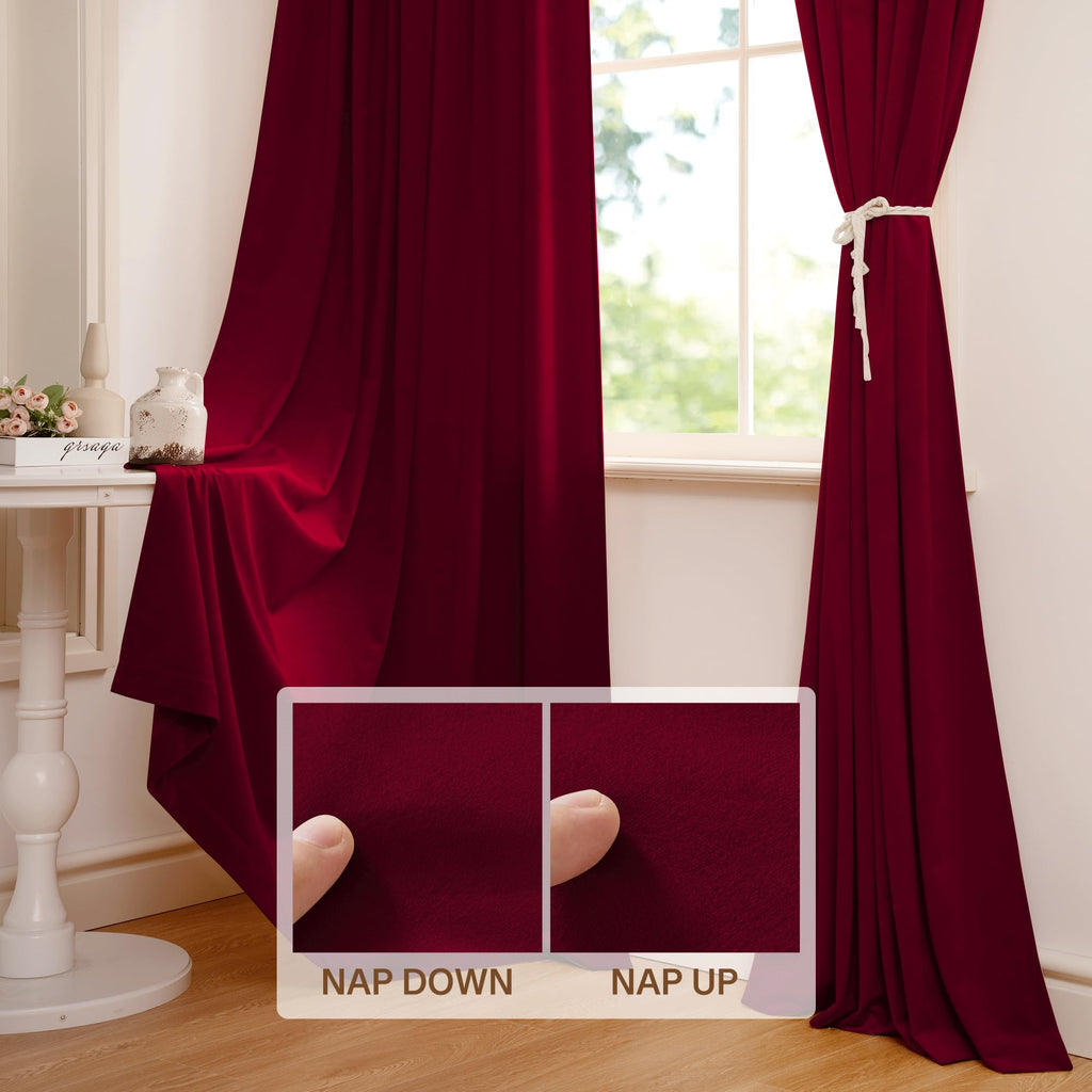Christmas Red Curtains for Sliding Door, W62 x L90, 2 Panels