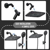 11.8 Inch Rain Shower Head with Handheld- High Pressure Dual Shower Heads with 5 Modes Handheld Spray Combo- Wide