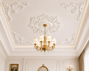 40 Inch Ceiling Medallion for Chandelier, 4-Piece Molding Kit