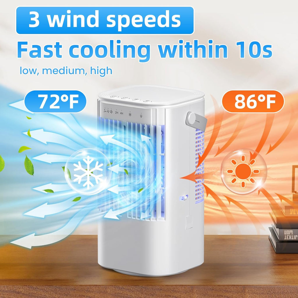 Portable Air Conditioners 4-in-1 Mini Small Air Conditioner Evaporative Air Cooler Fan with 1000ml Water Tank 3 Speeds