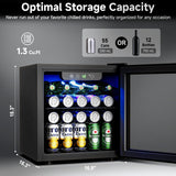 50 Can Beverage Refrigerator Cooler - 1.3 Cu.Ft Mini Fridge with Glass Door, Sod