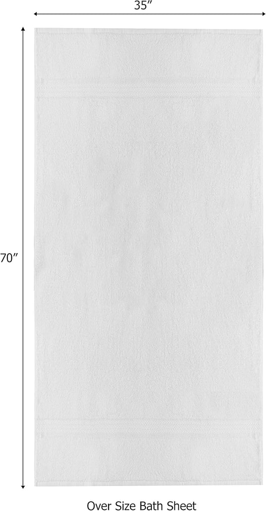 Ultra Soft Bath Sheet - 2 Pack 100% Ringspun Cotton Towels | Oversized 35x70 inches White Bath Sheet Towel