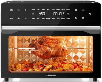 32QT Air Fryer Toaster Oven Combo with Rotisserie, Turbo Convection, Black