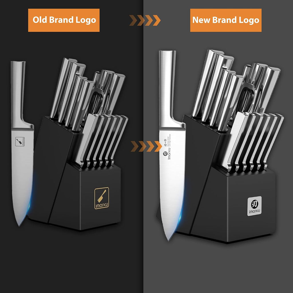 15-Piece Knife Block Set Built-in Sharpener, Japanese High Carbon Stainless Steel Kitchen Knife Set, Dishwasher Safe