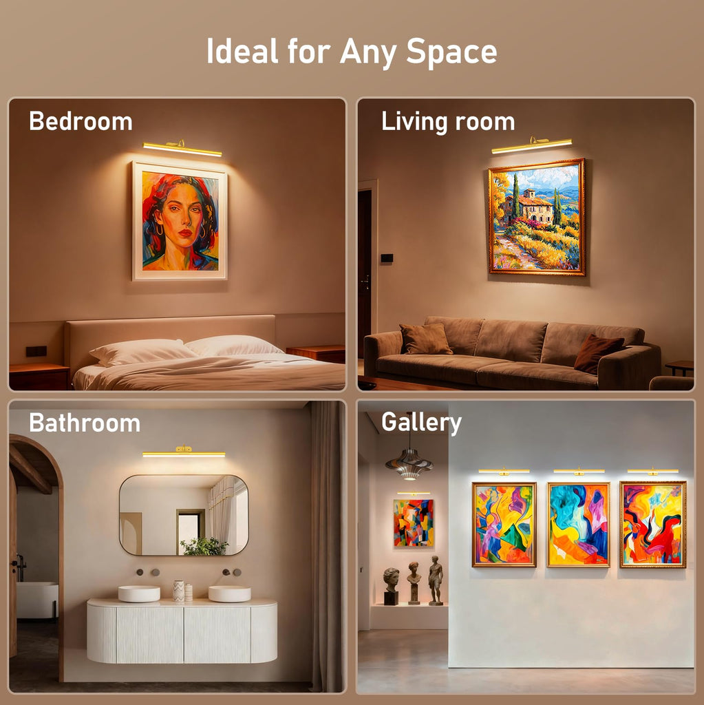 16" Wireless Picture Lights for Wall, Rechargeable Art Light, 2Pack