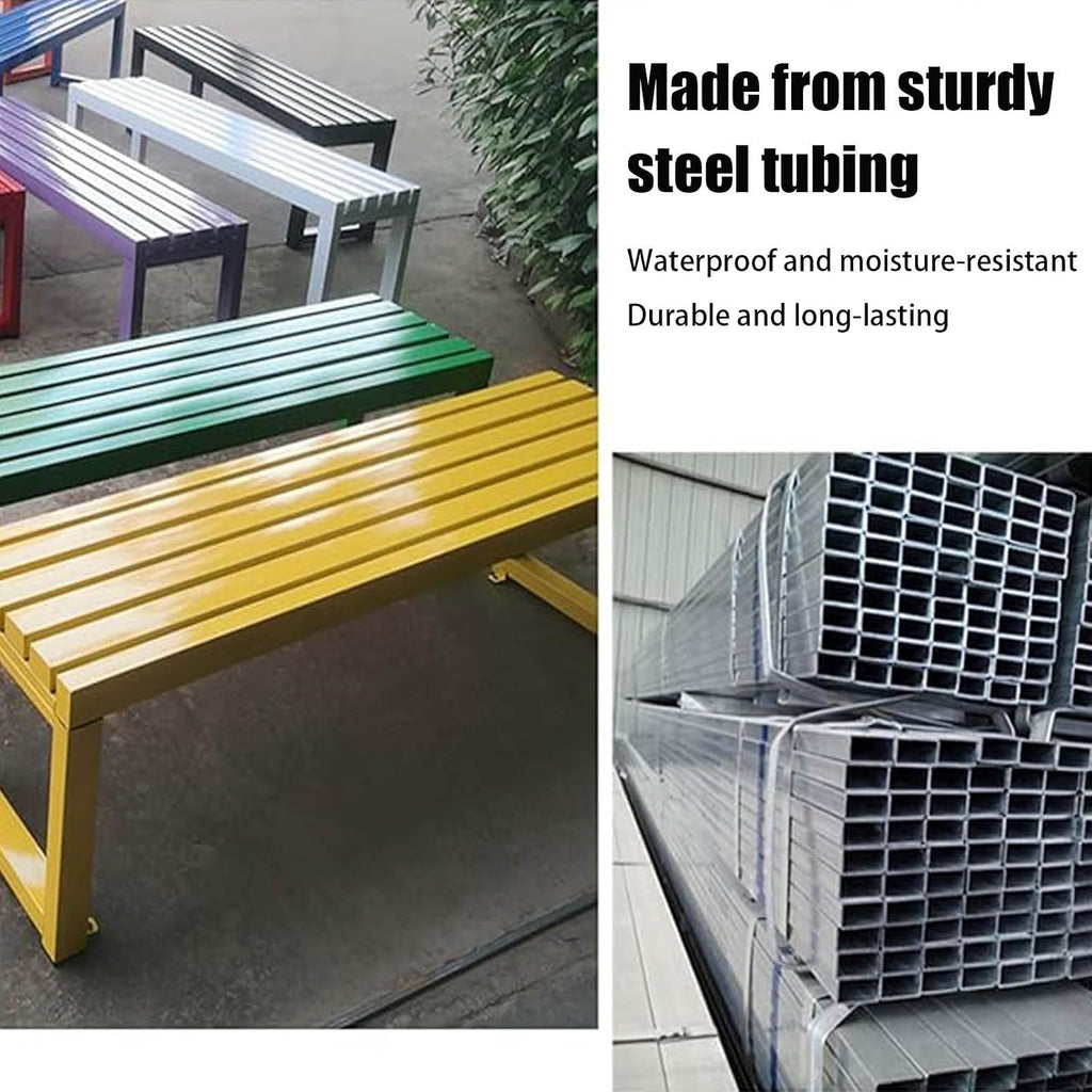 39in 47in 59in 71in Outdoor Metal Bench Weatherproof Outdoor Seating All-Weathe Backless Patio Bench With Slatted