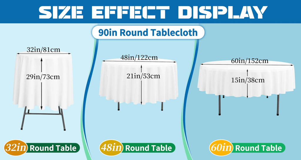 10 Packs Navy Blue Round Tablecloth - 90 Inch, Polyester