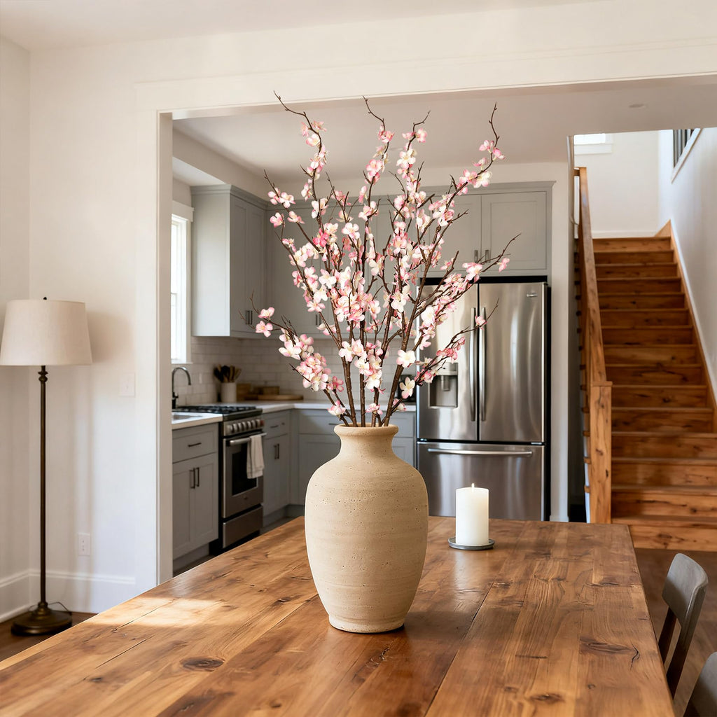 4Pcs Cherry Blossom Branches Artificial Flowers for Spring Summer Indoor Decoration, Faux Long Stem Artificial Flowers