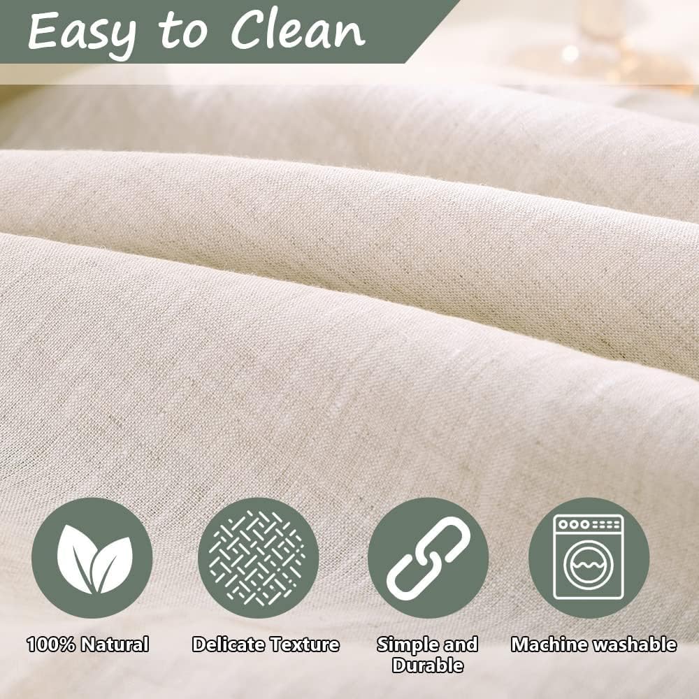 Textured Tablecloth 100% Linen Table Cloth, Kitchen Dinning Tabletop Decoration and Indoor Use (Roun