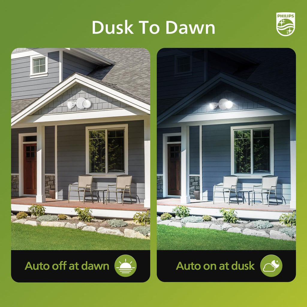 Dusk to Dawn 44W 3500LM LED Security Flood Lights Outdoor, 5000K Daylight, Wet Location, Dual Adjustable Heads