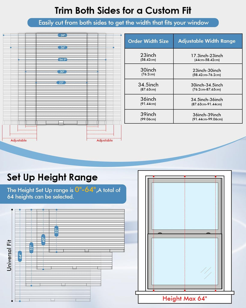 No Drill Cellular Shades, Trim-to-Fit Blackout Cordless Honeycomb Blinds