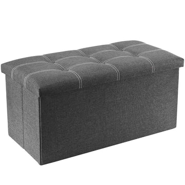 Ottoman with Storage, 30" Storage Ottoman Bench, Linen Gray