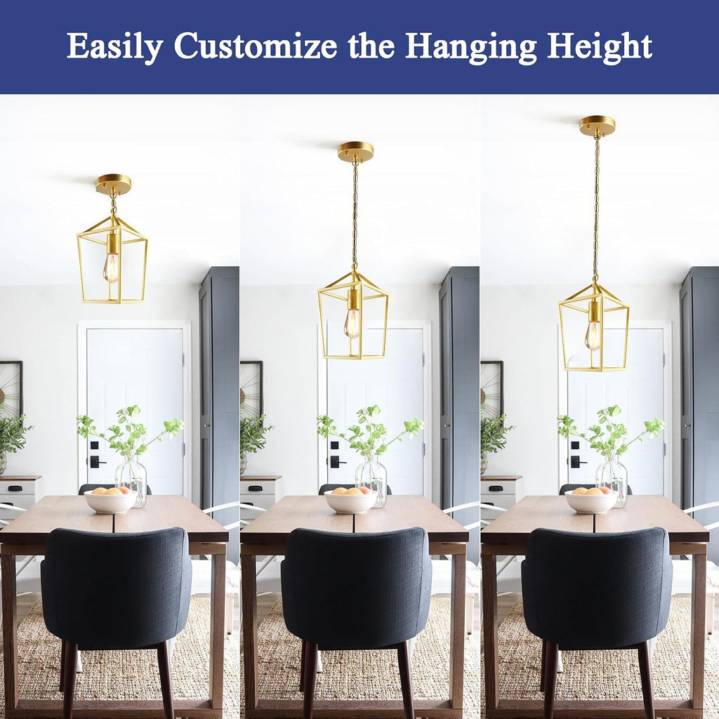 2-Pack Gold Pendant Lights Kitchen Island, Modern Mid Century Light Fixtures Hanging Lamp for Kitchen, Farmhouse