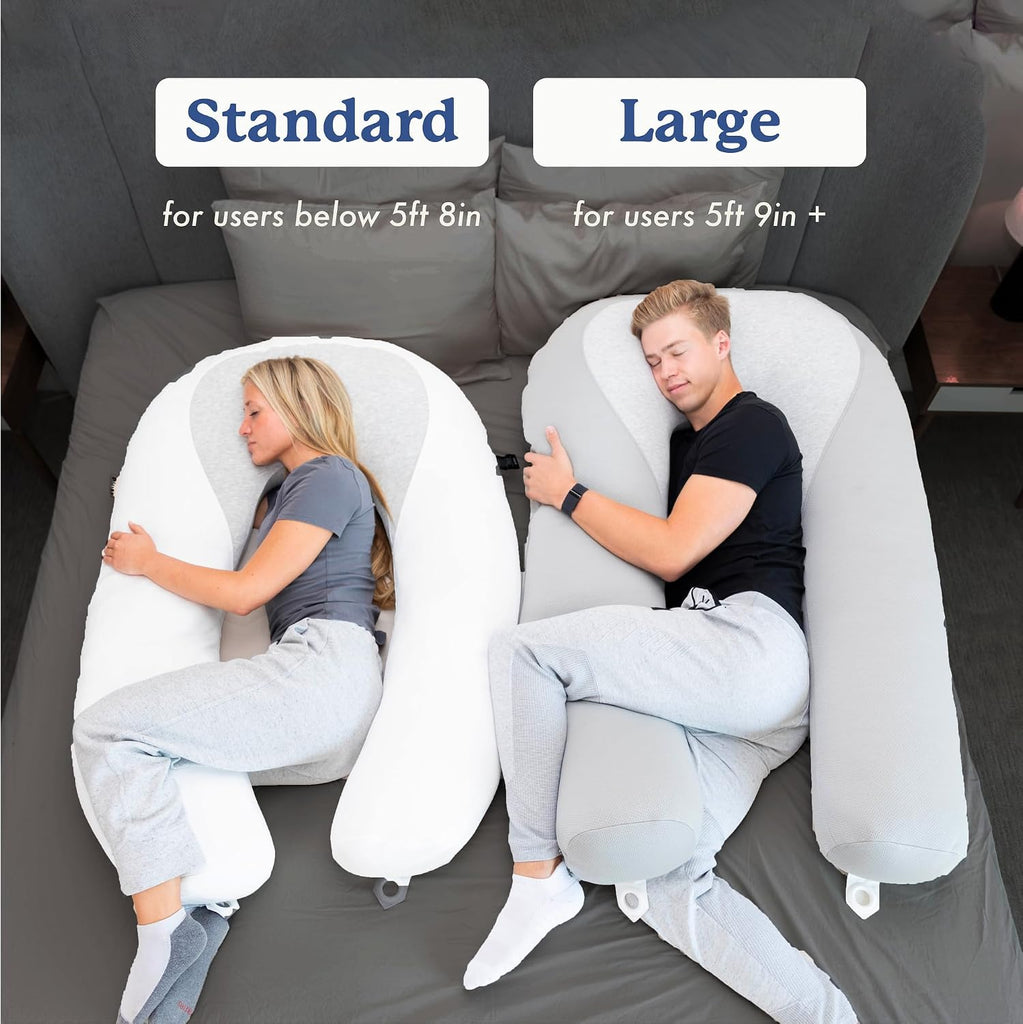 Hugl Cooling Body Pillow for Adults, U Shaped Pregnancy Pillow, Grey