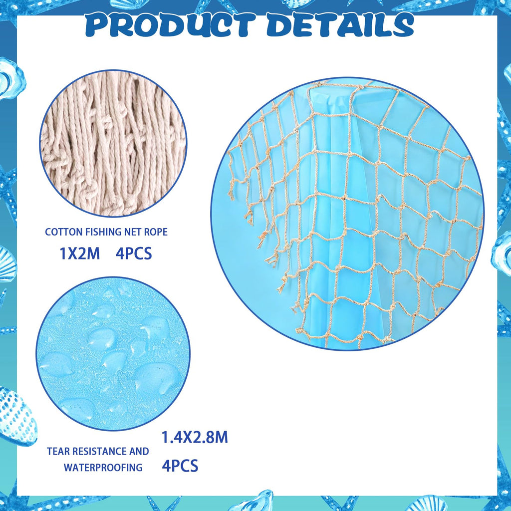 8 Pcs Fish Net Decorative and Tablecloth Set
