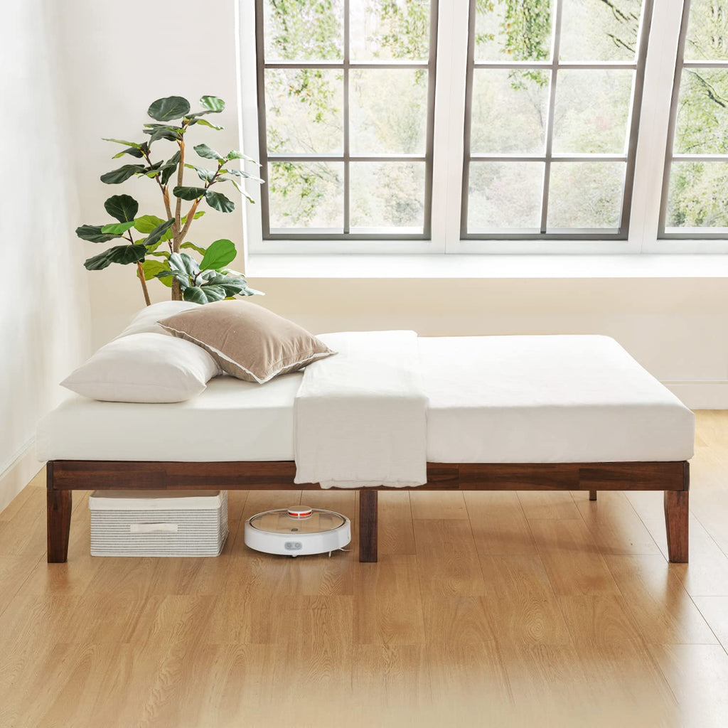 12" Solid Wood Platform Bed Frame with Classic Wooden Slat (No Box Spring Needed), King, Espresso