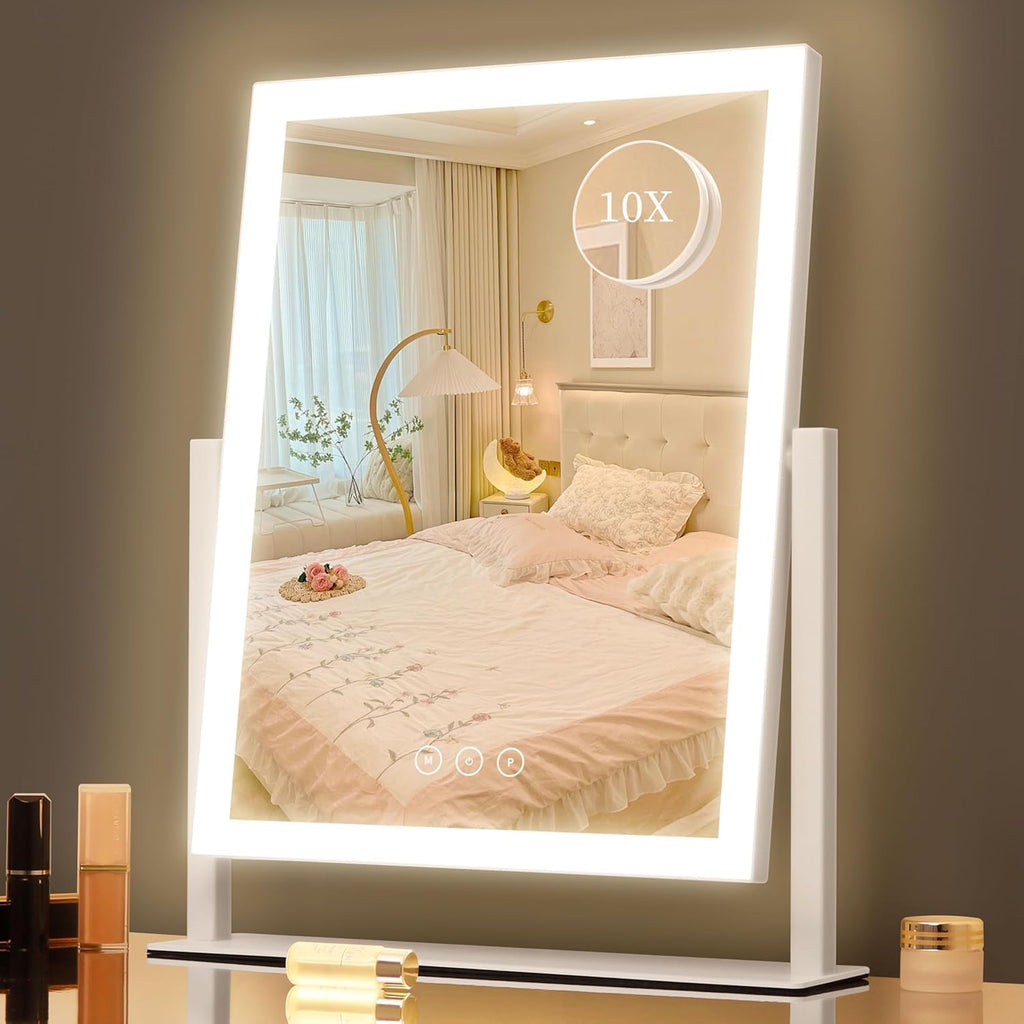 Lighted Vanity Mirror with Lights, Makeup Mirror with Light, 16.7"x 13.2",Three Color Lighting Modes and Dimmable