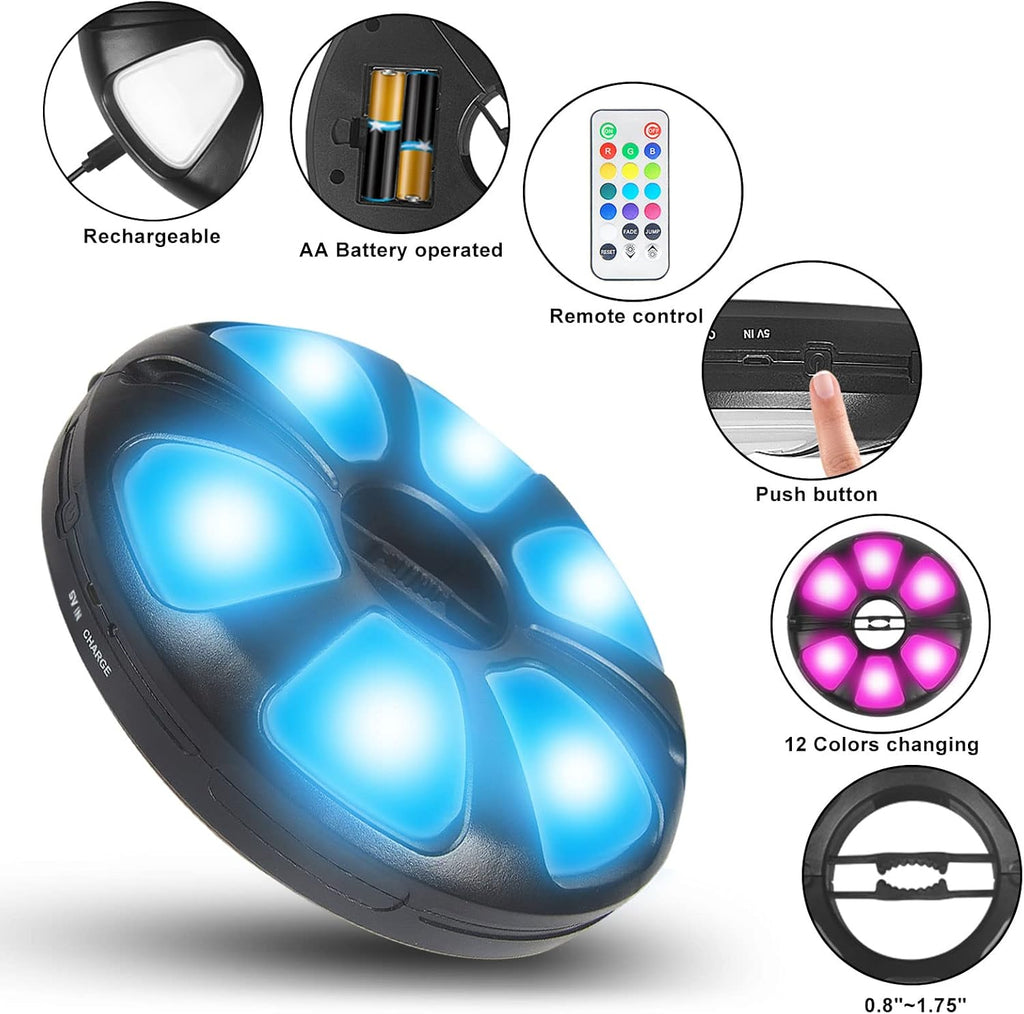 12 Colors Patio Umbrella Light with Remote Control/Cordless Rechargeable or AA Battery Operated Under Umbrella Pole