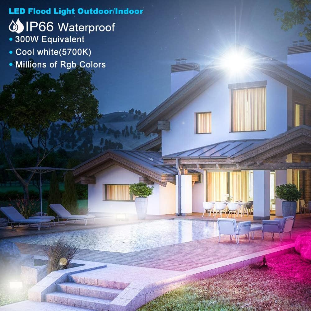 LED Flood Light Outdoor, 30W Equivalent 3000LM Smart RGB Landscape Lighting | APP Control, DIY Scenes - Timing