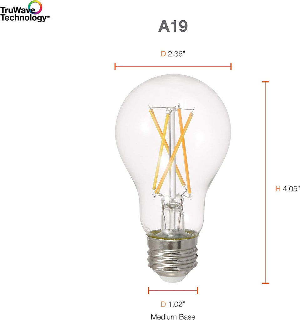 Led Truwave Natural Series Light Bulb, 60W Equivalent, Efficient 8W A19, Medium Base, Dimmable, 800 Lumens, 2700K (6 Pack)