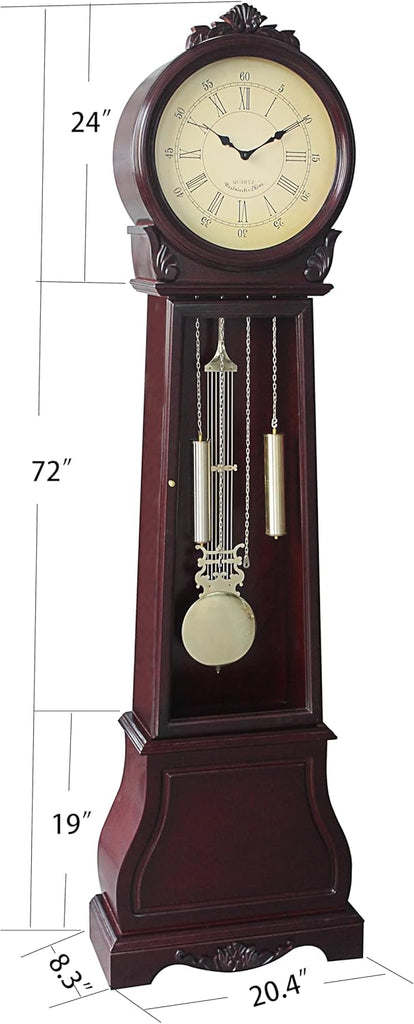 Traditional 72-Inch Floor Standing Grandfather Clock in Cherry Finish