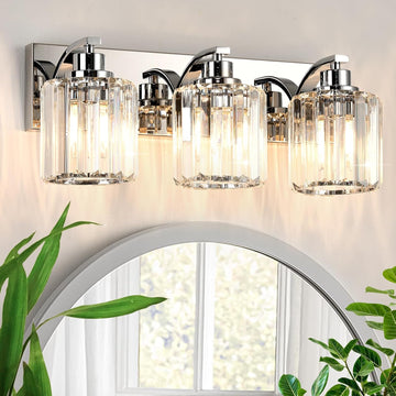 3 Lights Crystal Bathroom Vanity Light Modern Chrome Bathroom Light Fixture Bathroom Lighting Fixtures Over Mirror