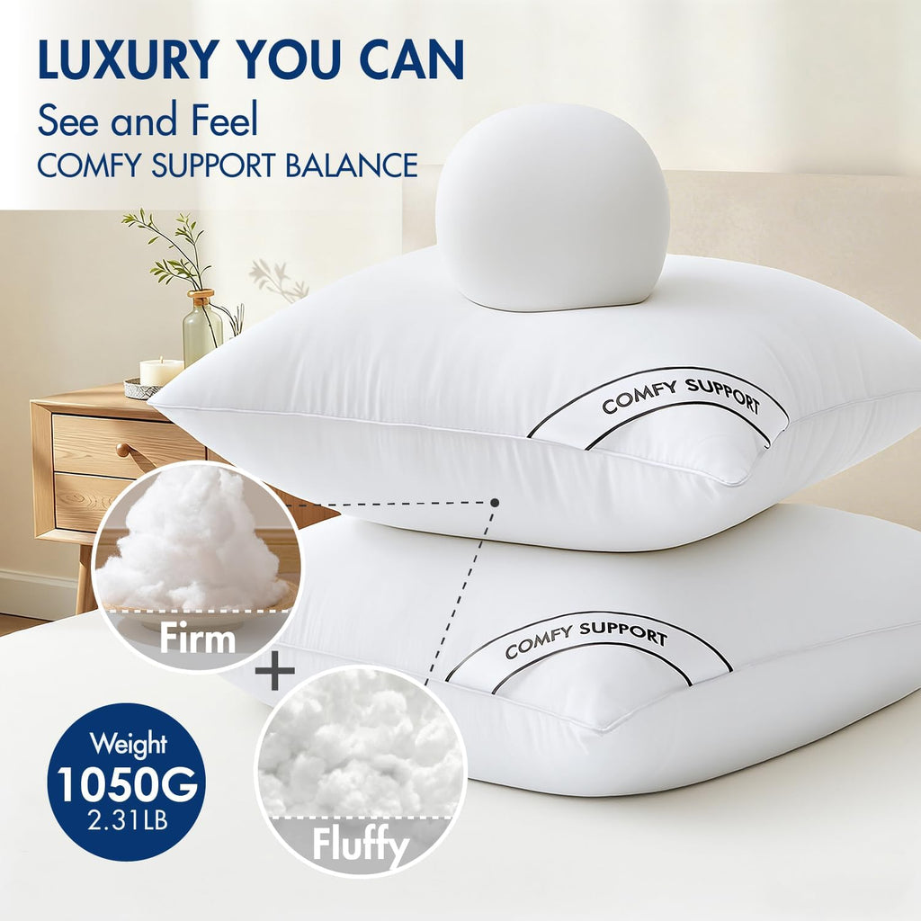 26x26 Inch Euro Pillows Inserts, Pack of 2 Down Alternative Virgin Filling Comfy Support Throw Pillows