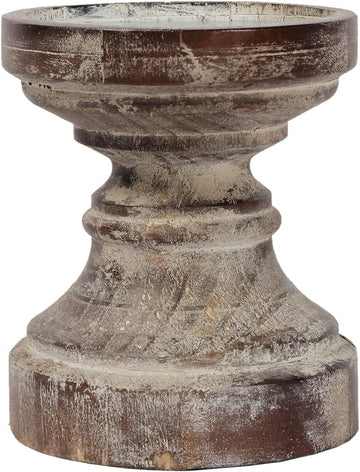 Decorative Pillar Candle Holder, Rustic Wood Candle Holders for Table Centerpiece, Handmade Farmhouse Candle Holders