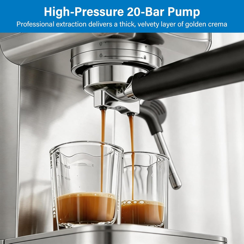 Cold Brew Espresso Machine with Milk Frother, Silver