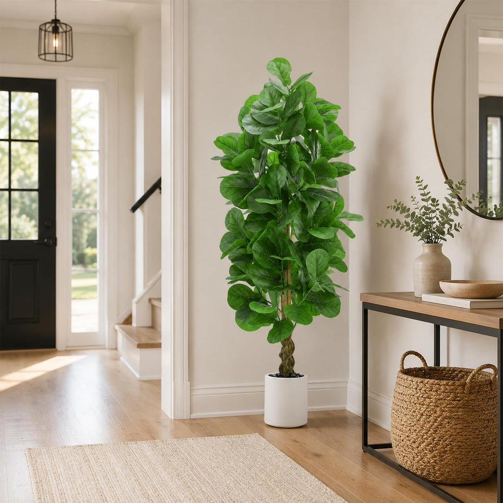 Faux Fiddle Leaf Fig Tree 6FT, Large Artificial Plants Indoor