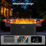 43-Inch Rectangular Propane Fire Pit – 60,000 BTU Output, Premium Gas Fire Pit Table for Outside Patio, 304 Stainless Steel H-Burner, Glass Stones & - Image 4