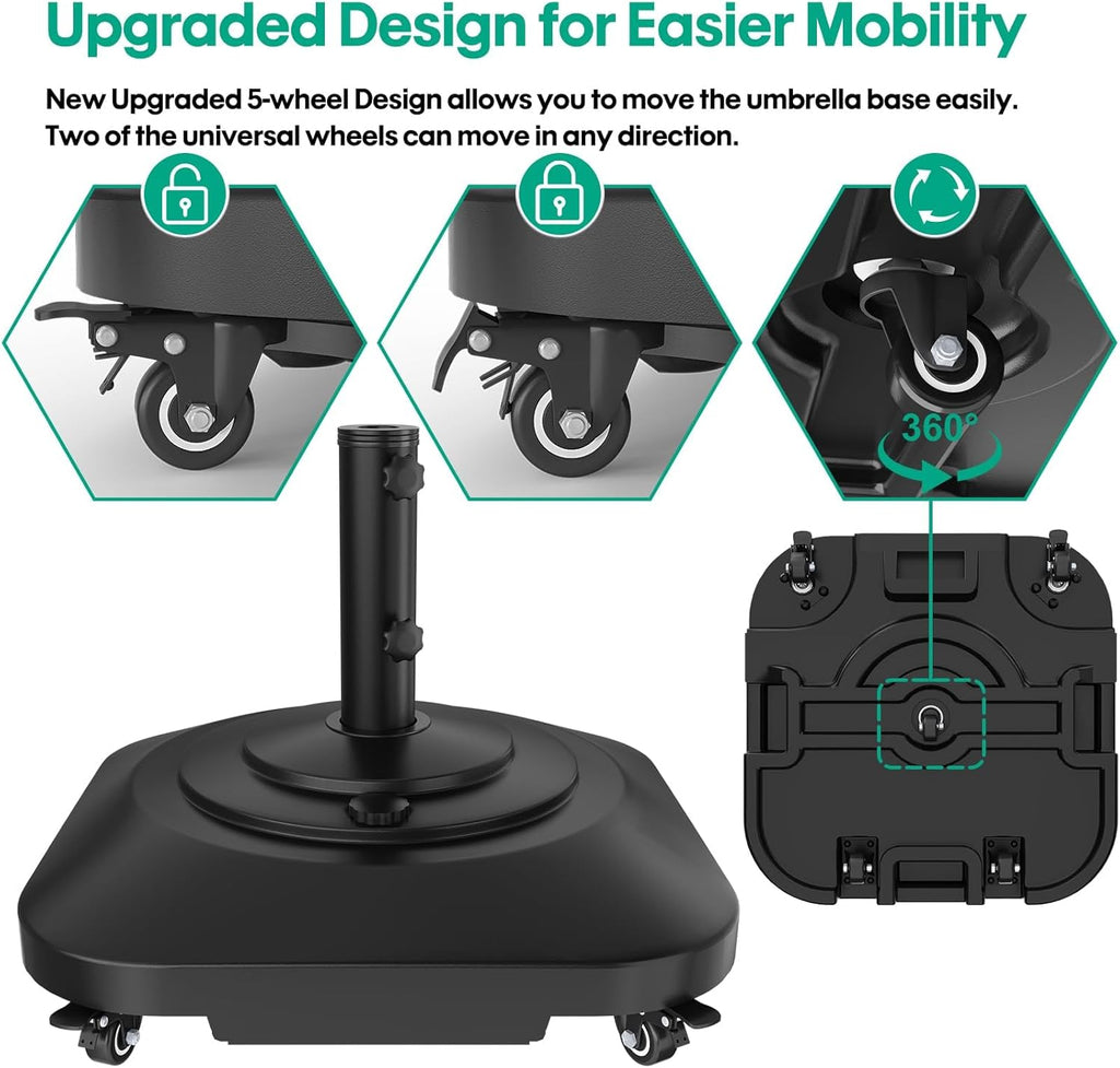 Extra Large Fillable Umbrella Base with 5 Wheels