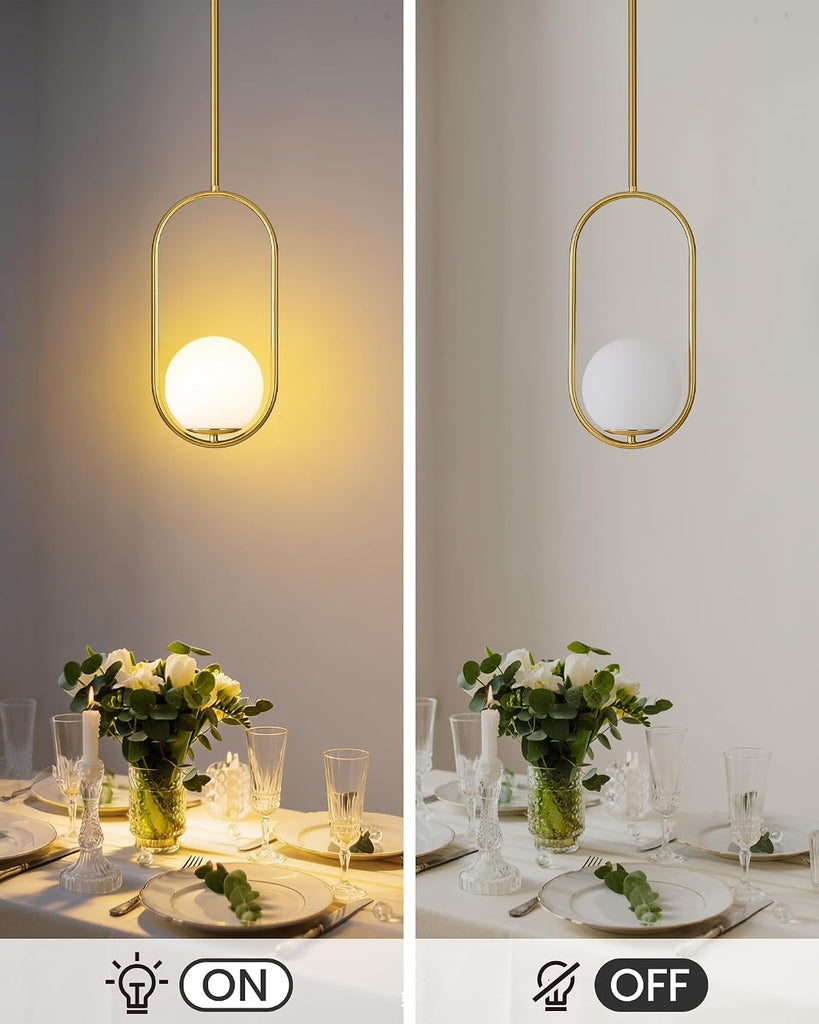 Pendant Lights Kitchen Island, Pendant Light Fixtures, Modern Gold Globe Glass Pendant Lighting, Brass Mid Century