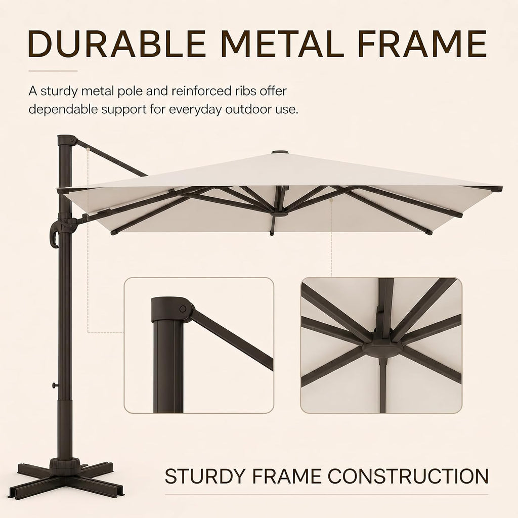 9' X 12' Cantilever Patio Umbrella with Base Included