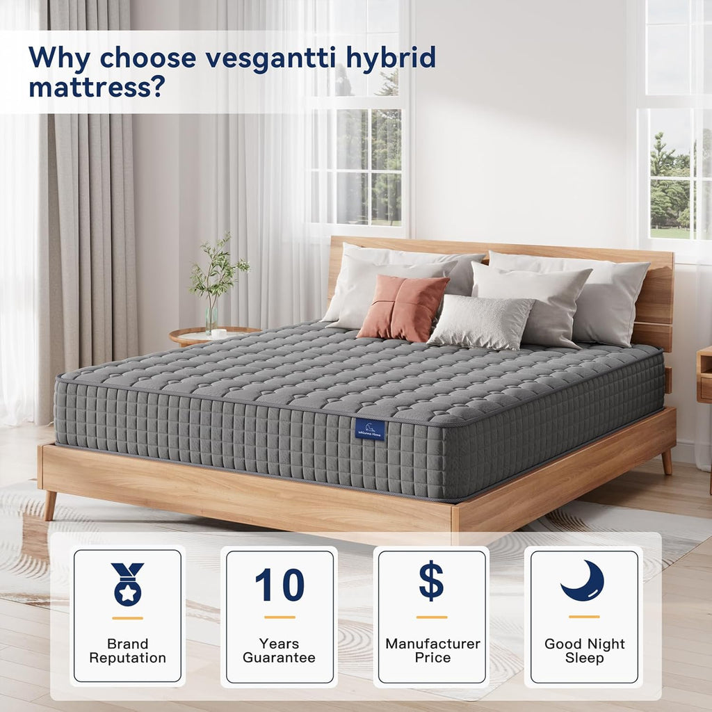 Full Mattress 10 Inch Full Size Hybrid Mattress in a Box Memory Foam P
