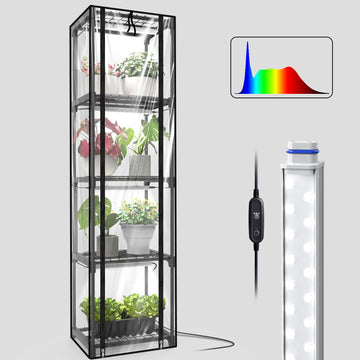 Indoor Greenhouse with Grow Lights, 11.8x15.7x59