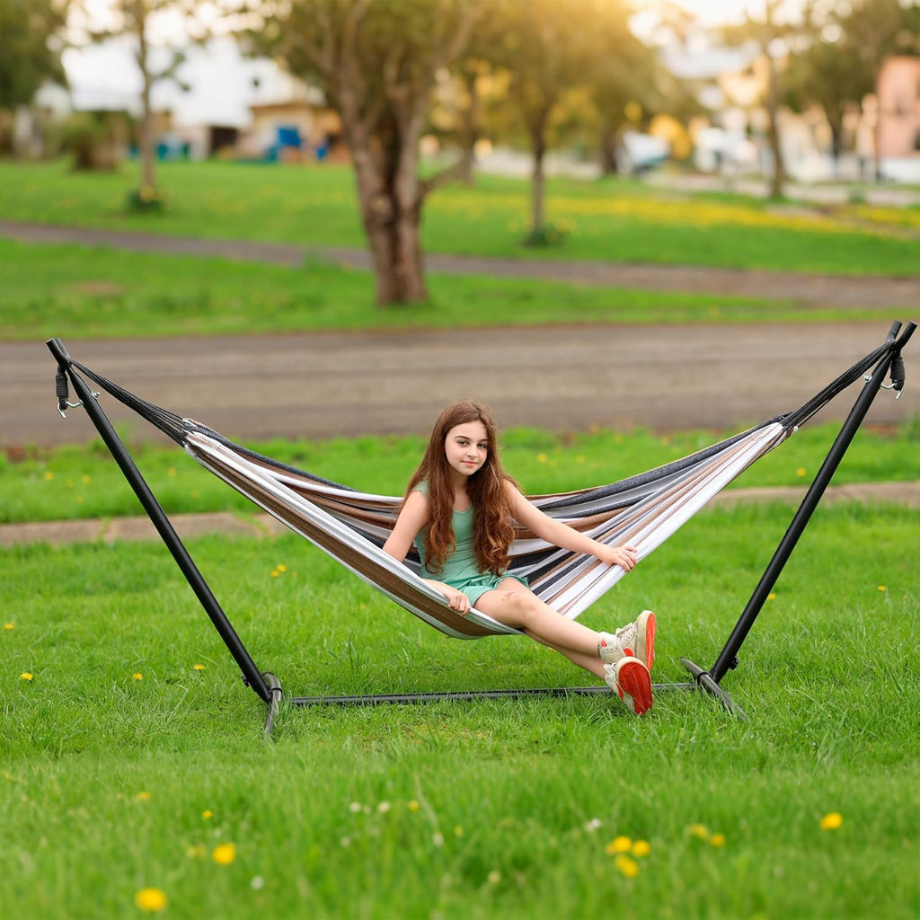 Hammock with Stand for Outside | 450lb Capacity Steel Stand, Premium Carry Bag Included and Two Anti Roll Balance Beam