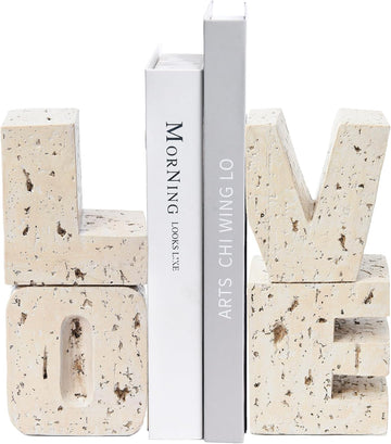 Book Ends Decorative with Love Design,Small Farmhouse Heavy Duty Bookends | Book Holders for Shelves, Book Stoppers