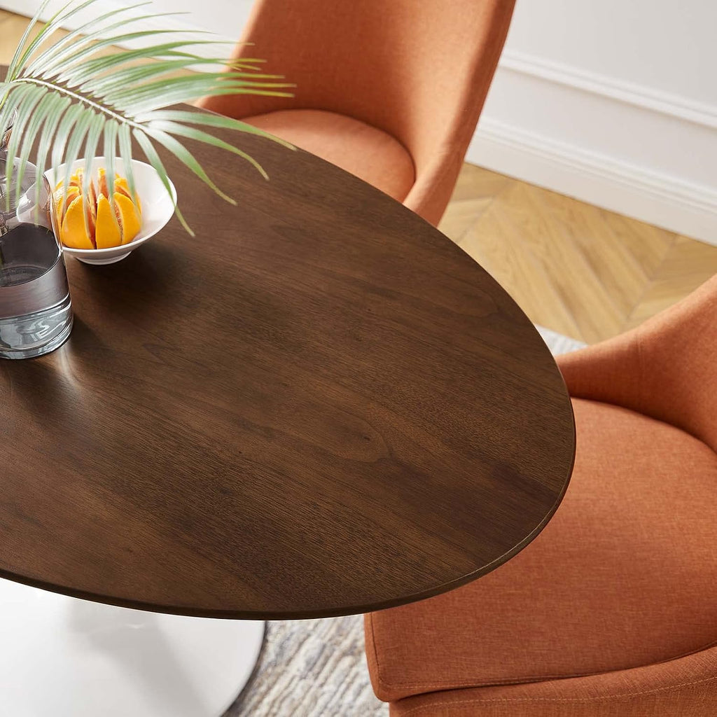 Inspired Saarinen Style Tulip Oval Pedestal Dining Table — Walnut, 48″ Oval