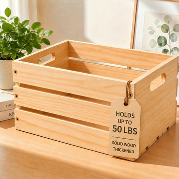 Wooden Crates for Storage - Versatile Pine Box Decor, and Organizing Closets, Vinyl Records, Gifts, Souvenirs, or Farm