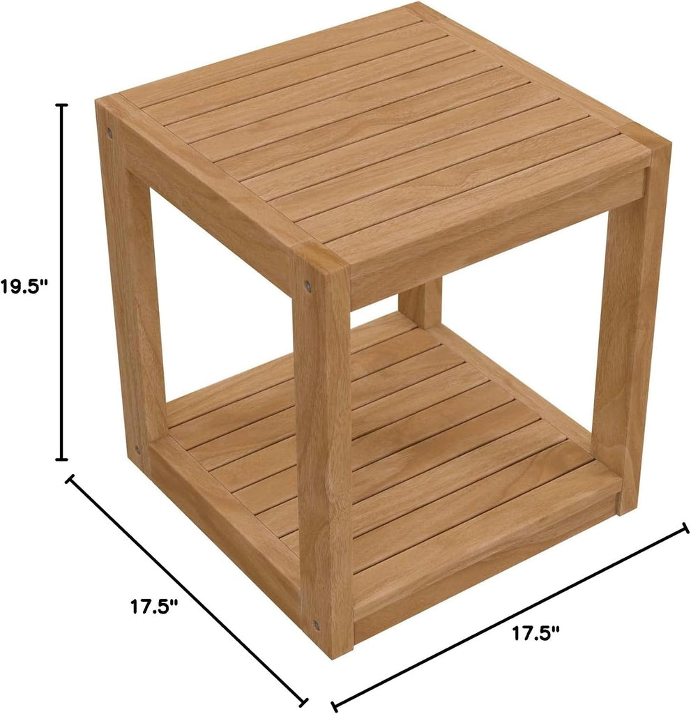 Carlsbad Teak Wood Outdoor Patio Side Table in Natural