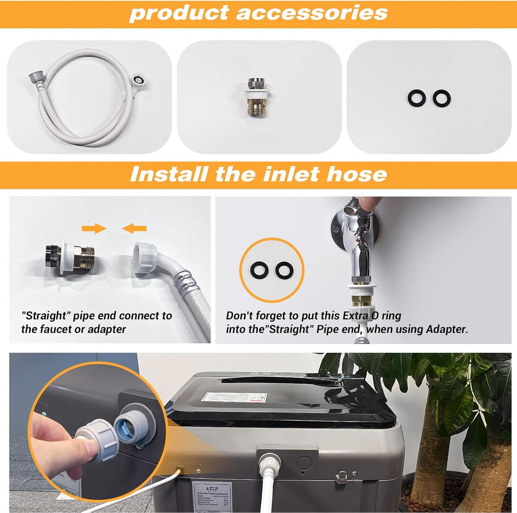 Portable Washing Machine 17.7lbs Full-Automatic Compact Washing Machine for Apartment, 10 Wash Program Small Washer