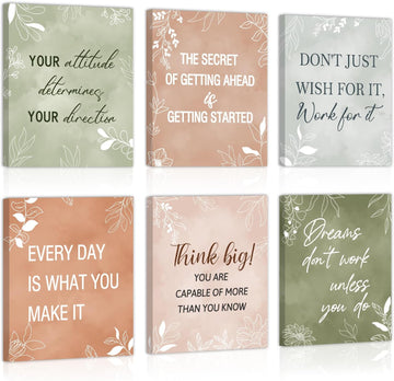Motivational Canvas Wall Art, Inspirational Quotes Wall Decor, Boho Botanical Artwork Uplifting Aesthetic Framed