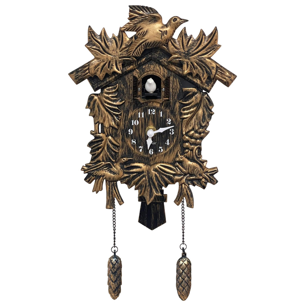 Chiming Cookoo Clock Brown Vintage Bird Flapping Cuckoo Clocks Volume Adjustable Coo Coo Clocks Wall Decoration