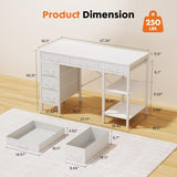 47" Computer Desk with 6 Drawers, Home Office Gaming Desks with Storage Shelves